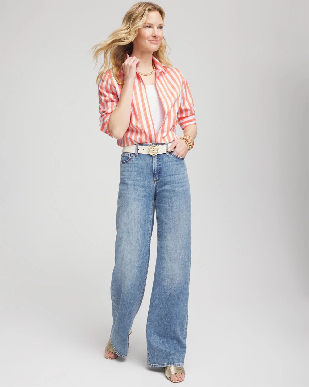 【SATIIIZ】Mir Stripe Shirt No Iron™ Summer Striped Shirt | Chico's